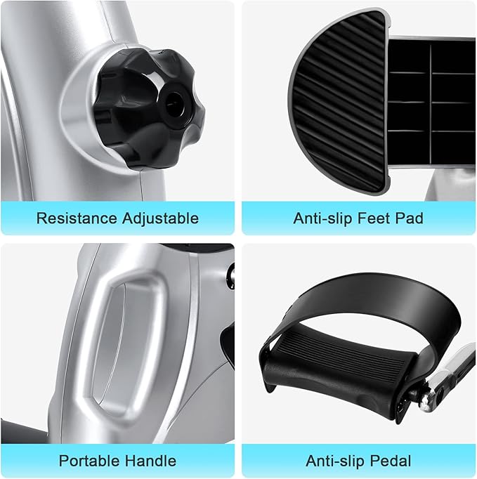 Mini Exercise Bike, himaly Under Desk Bike Pedal Exerciser Portable Foot Cycle Arm & Leg Peddler Machine with LCD Screen Displays-StrideForce Fitness