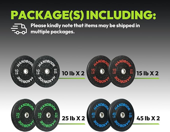 2-Inch Bumper Plates High Bounce, Olympic Weight Plate Set 45/100/160/190/260/300lb, Barbell Weight Plates Set for Home Gym, Colored Weights Rubber Strength Training Plate for Weight Lifting-StrideForce Fitness