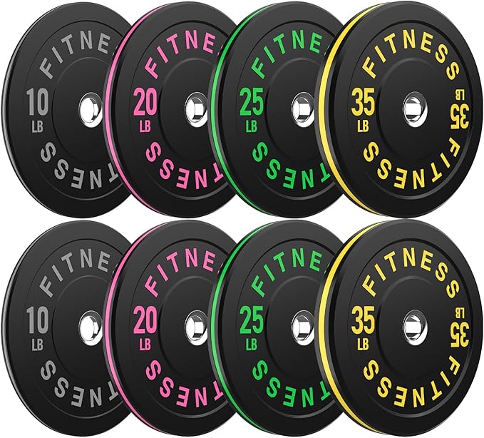 Bumper Plates 2 - Inch Olympic Weight Plate Set for Barbell, 10-55 lb Rubber Weights Sets for Home Gym, Strength Training Plate, Weight Lifting, Black-StrideForce Fitness