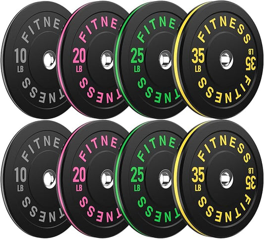 Bumper Plates 2 - Inch Olympic Weight Plate Set for Barbell, 10-55 lb Rubber Weights Sets for Home Gym, Strength Training Plate, Weight Lifting, Black-StrideForce Fitness
