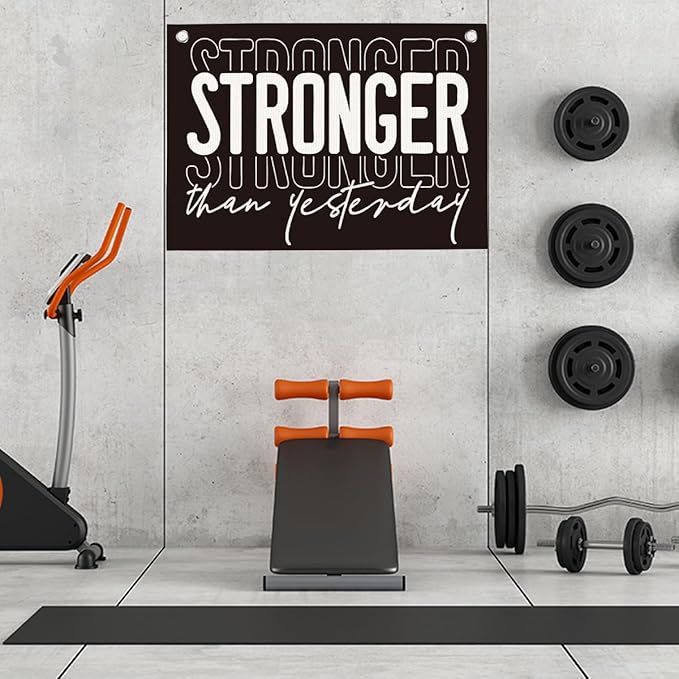 Stronger Than Yesterday Gym Motivational Wall Art Banner College Dorm Posters Gifts for Guys Men Women Gym Flag Decor for Home Gym Bedroom Workout Room 30x20 Inchs-StrideForce Fitness