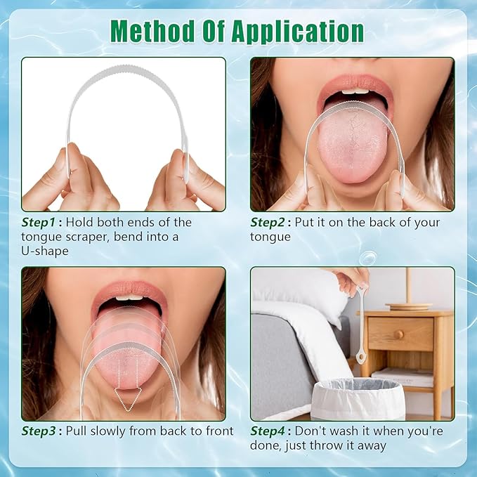 Disposable Tongue Scraper, 30Pack Individually Wrapped - Hygienic Plastic Tongue Scraper for Adults & Travel, Fresh Breath Oral Care, Single Use White Scraper Kit