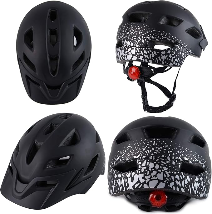 Kids Bike Helmet,Bavilk Kids Boys Girls Bike Helmets with LED Light Detachable Visor Children Youth Teen Multi-Sport for Skating Cycling Scooter Skateboard Adjustable & Lightweight 19.7"-22.4"-StrideForce Fitness