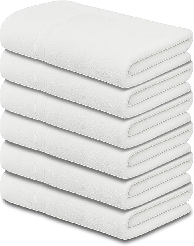CH White Bath Towels Bulk - 22 x 44 Inches, 100% Cotton Economy Light Weight Towels for Commercial Use - Quick Dry, Ultra-Soft, and Absorbent Bulk Towels (6 Pack)-StrideForce Fitness