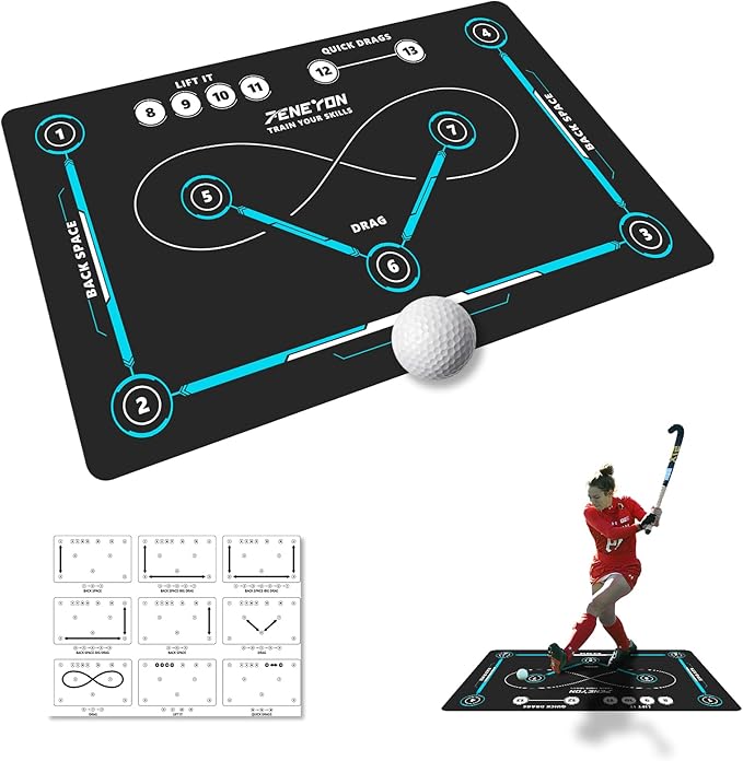 (59 * 35.4IN) Hockey Training Mat | Indoor/Outdoor Field Hockey Equipment for All Ages,Anti-Slip and Quiet Surface,The Best Gift for Hockey Training Enthusiasts-StrideForce Fitness