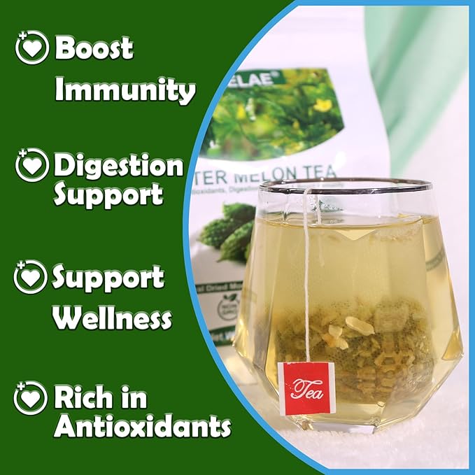 TEARELAE - Bitter Melon Tea Bags - 2g x 50 Count - 100% Pure Natural Cut & Sifted Dried Momordica Charantia Slices Herbal Tea - Non-GMO - Caffeine-free - Pleasantly Bitter Flavor-StrideForce Fitness