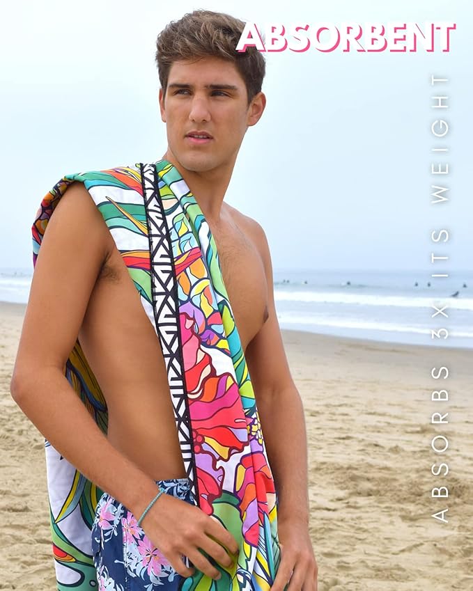 ECCOSOPHY Microfiber Beach Towel - Sand Free Towels are Quick Dry, Light Weight, Super Absorbent - Perfect Pool, Travel, Cruise, Camping Essentials - Oversized Extra Large for Adults 71x35 in-StrideForce Fitness