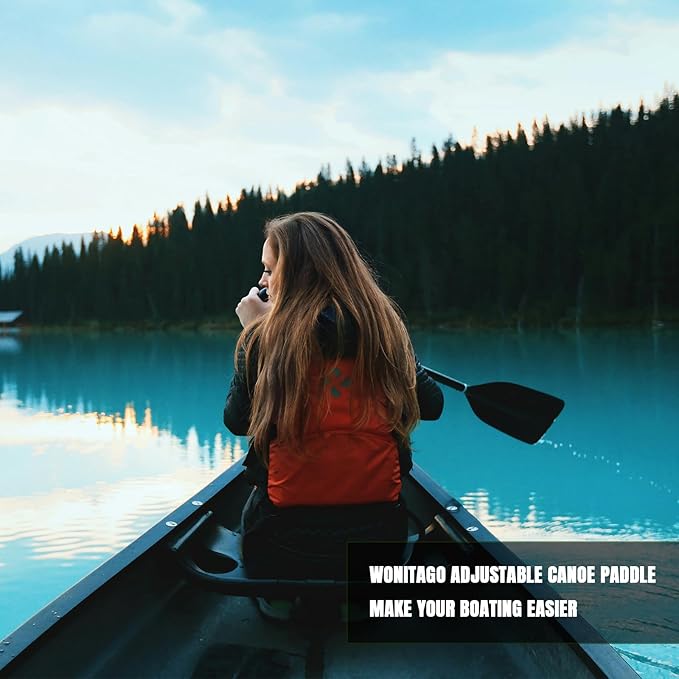 Canoe Paddles Aluminum Paddle with Plastic Blades Floating Adjustable Canoeing and Boating Oars, 122-152 cm/4-5 Ft, Black/Yellow-StrideForce Fitness