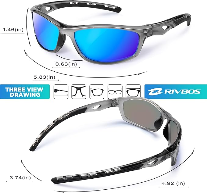 RIVBOS Sunglasses for Men Women Polarized UV Protection Sports Fishing Driving Shades Cycling RB833-StrideForce Fitness