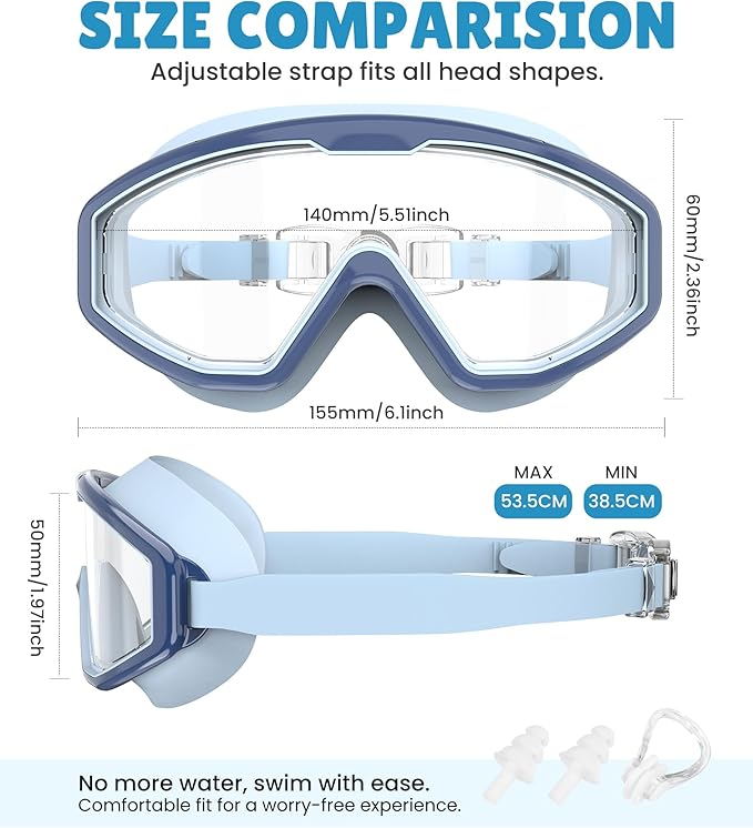 NSSIW Swim Goggles Swimming Kids-Goggles: Anti Fog No Leak with Nose Clip Earplugs for Girls Boys Youth 6-14 3 Pack-StrideForce Fitness