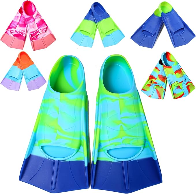 Kids Swim Fins,Short Comfortable Flippers for Lap Swimming and Training for Child,Girls,Boys,Beginners-StrideForce Fitness