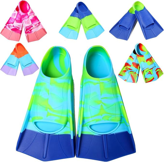 Kids Swim Fins,Short Comfortable Flippers for Lap Swimming and Training for Child,Girls,Boys,Beginners-StrideForce Fitness