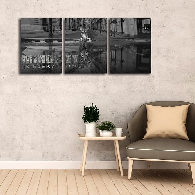 3 Panels Motivational Canvas Wall Art Inspirational Wall Art Entrepreneur Quotes Poster Print Artwork Painting Picture for Framed Home Decoration Living Room office bedroom 36''W x 16''H-StrideForce Fitness