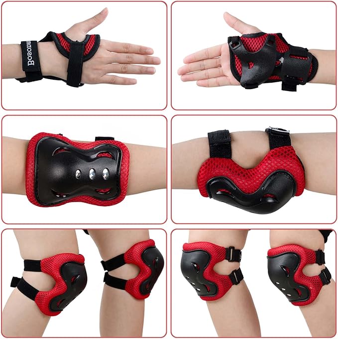 BOSONER Kids/Youth Knee Pad Elbow Pads Guards Protective Gear Set for Roller Skates Cycling BMX Bike Skateboard Inline Skatings Scooter Riding Sports-StrideForce Fitness