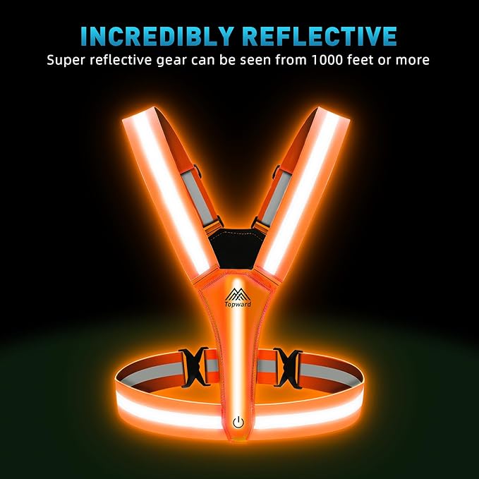 LED Reflective Vest Safety Gear, Light Up Vest for Night Walking Cycling, High Visibility Running Vest with Reflective Strips-StrideForce Fitness