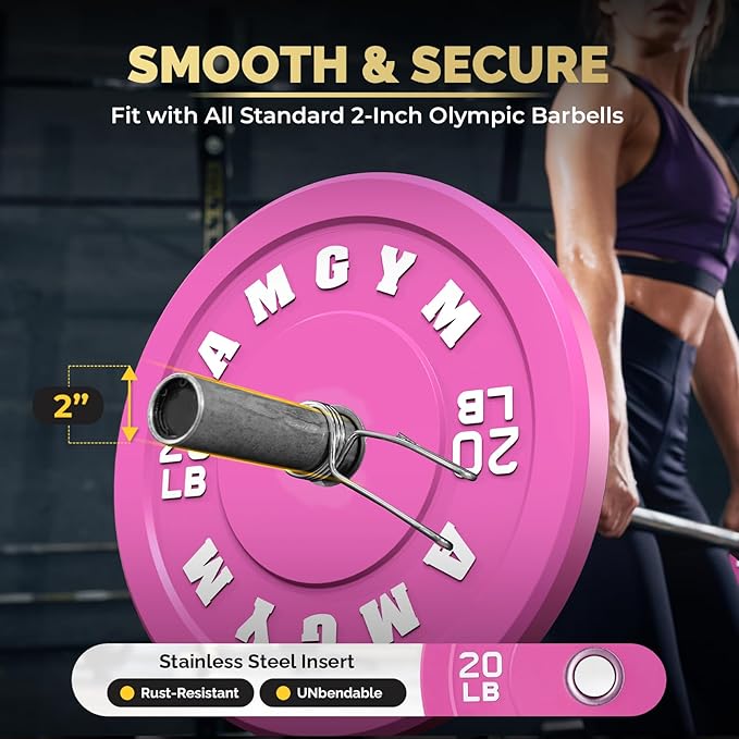 2 Inch Bumper Plates，10-500lbs，Barbell Rubber Olympic Weight Plates Set for Home Gym, Strength Training & Weight Lifting, Multiple Options Colors-StrideForce Fitness