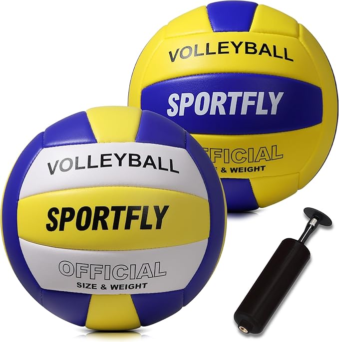 Official Size 5 Volleyball, Soft Indoor Outdoor Volleyball for Game Gym Training Beach Play, 2 Pcs Per Pack with Pump Kit-StrideForce Fitness