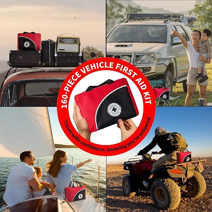 Protect Life Survival First Aid Kit for Home/Business, Camping Survival Kits | Mini Travel First Aid Kit | Camping Equipment | Small Kits for Car | Outdoor Emergency Survivals Pack - 160pcs-StrideForce Fitness