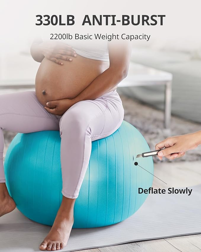 Trideer Extra Thick Yoga Ball Exercise Ball, 5 Sizes Gym Ball, Heavy Duty Ball Chair for Balance, Stability, Pregnancy, Quick Pump Included-StrideForce Fitness