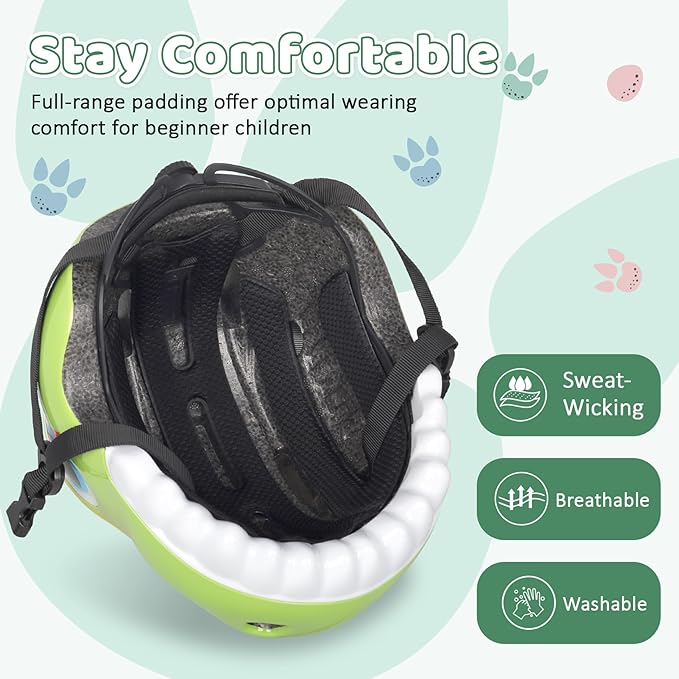 Dinosaur Bike Helmet for 1-3-5-8 Toddler Baby Kids, Lightweight Bicycle Helmet for Cycling Skateboard Roller Skate & Multi-Sports,2 Sizes for Boys and Girls-StrideForce Fitness