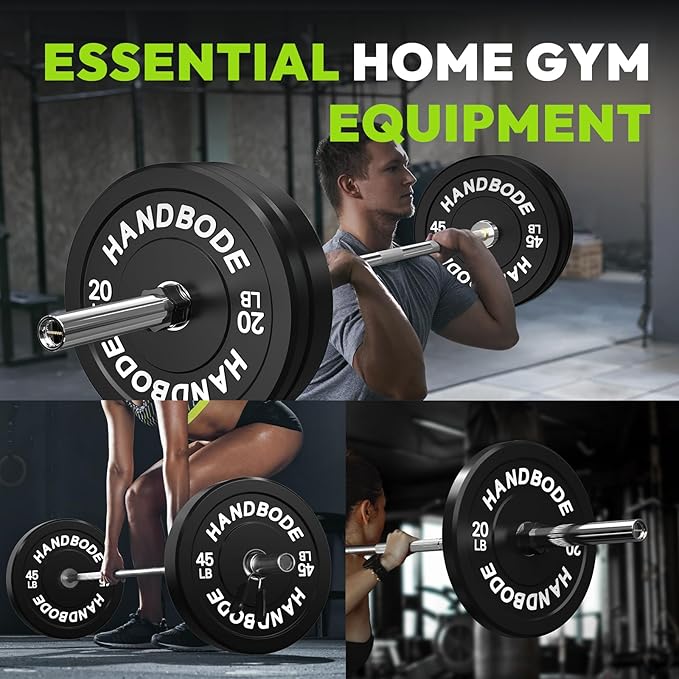 Colored Bumper Weight Plates Olympic Weight Plate Set 2-Inch, 10/15/20/25/35/45/55 lb Barbell Weight Plates Set for Home Gym, Rubber Strength Training Weights Plates for Weight Lifting-StrideForce Fitness