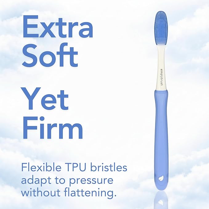 Extra Soft Toothbrush for Adults - Soft TPU Bristle for Sensitive Gums | Includes Travel Covers for Brush Heads (3 Brush Heads Total - Lasts up to 1 Year)