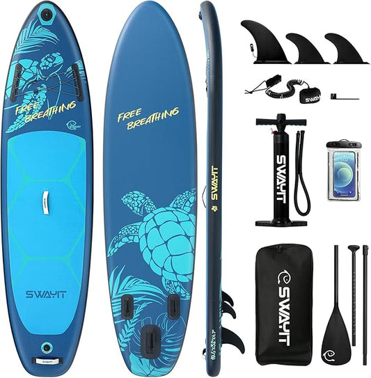 Inflatable Stand Up Paddle Board – Durable SUP for Adults & Youth,33" Wide Blow Up Paddle Board with Paddle, Pump, Backpack,Leash – All Around Stable for All Skill Levels, Carries up to 450 lbs-StrideForce Fitness