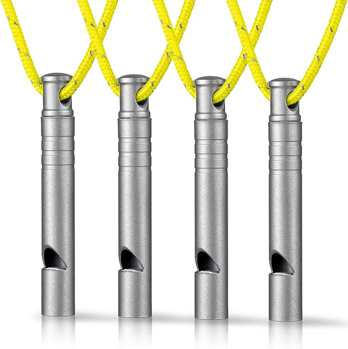 TISUR Titanium Emergency Whistle,120db Safety Whistle with Lanyard,Outdoor Survival Small Whistle for Life Saving,Hiking,Pets Training,Coach Sports-StrideForce Fitness