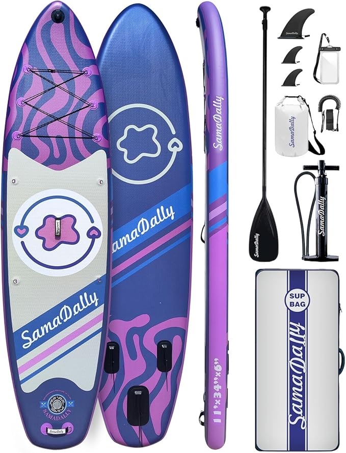 11'Stand Up Paddle Boards Surf Control with Premium SUP Board Accessories Backpack & Removable Fins, 34" Wide Inflatable Paddle Boards of All Skill Levels-StrideForce Fitness