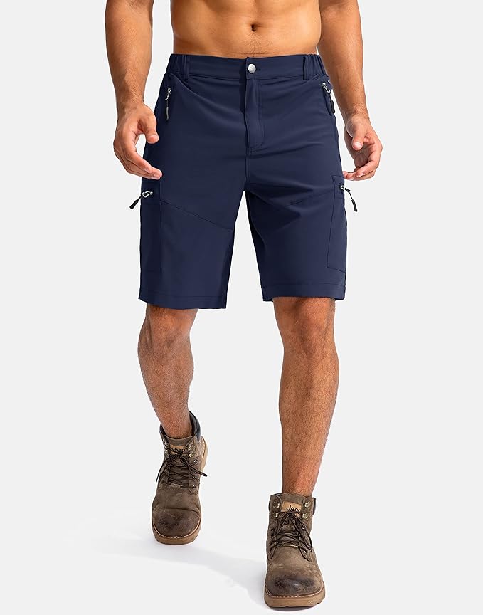 Pudolla Men's Hiking Cargo Shorts 9" Lightweight Outdoor Work Shorts for Men Travel Golf Camping Casual with 5 Zipper Pockets-StrideForce Fitness