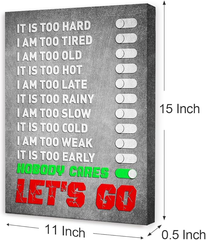 Gym Quotes Wall Art,Inspirational Workout Wall Decor,Let's Go Canvas Wall Art for Home Gym Exercise Fitness Room-StrideForce Fitness