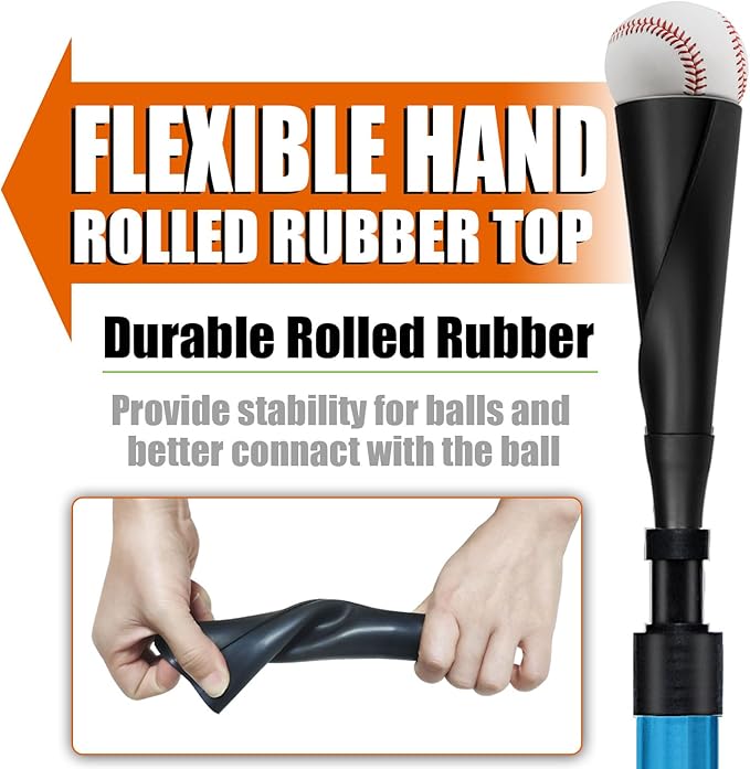 Baseball&Softball Tee,Batting Tee,Adjustable Height:25-37 inches，2 Flexible Top Rubber,X-Style Foldable&Heavy-Duty Base and Carrying Bag for Easy Store&Carrying-StrideForce Fitness