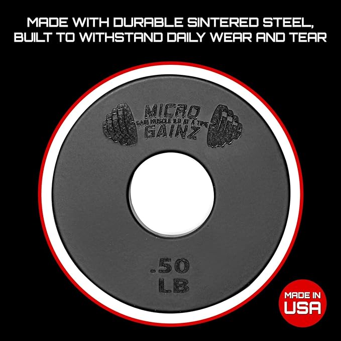 Micro Gainz Standard 1-Inch Center Hole Weight Plates, Set of 2 Black Fractional Plates Choose Set (.25LB-1.25LB), Designed for Standard 1-inch Barbells & Dumbbells, Made In USA-StrideForce Fitness