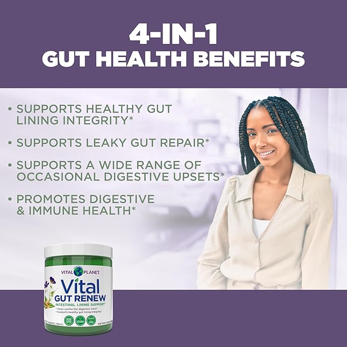 Vital Planet - Vital Gut Renew Powder Supplement for Leaky Gut Repair with L-Glutamine, Marshmallow and Ginger Root, DGL Licorice Root and Organic Aloe Vera, L Glutamine 6000mg 6.88 oz-StrideForce Fitness