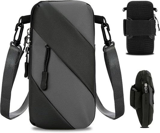 Armband Cell Phone Holder for Running,Crossbody Shoulder Holsters Bag with Arm Band for Women Men Kids,iPhone 15 14 13 12 11 Pro Max Xs Xr 8 7 6S 6 Plus SE Mini Galaxy Workout Walking Gym Arm Bags-StrideForce Fitness