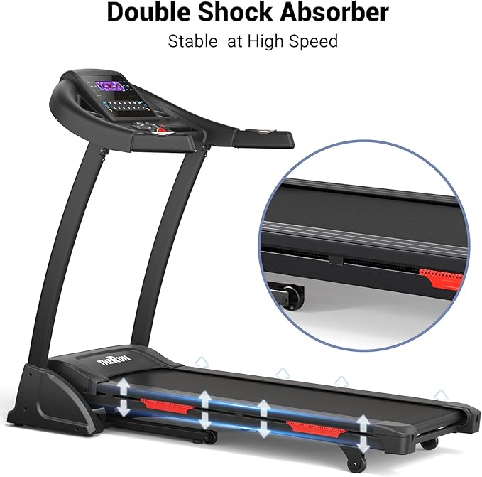 THERUN Incline Treadmill for Running and Walking, 300 lbs Weight Capacity Folding Treadmill with 0-15% Auto Incline, Wide Belt, 3.5HP, App, Heart Rate-StrideForce Fitness