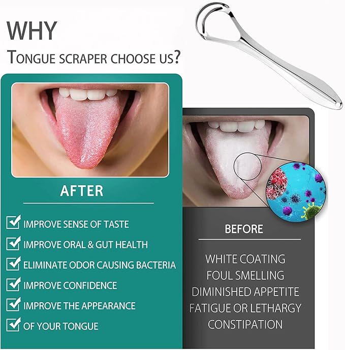 2 Pack Tongue Scraper with Travel Case, Medical Grade Metal Tongue Scrapers for Adults & Kids, Dual-Layer Tongue Cleaners Set for Fresh Breath, Stainless Steel Reusable Tongue Scrubber