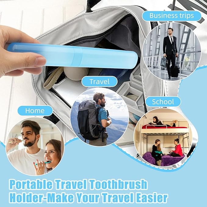 10 Pcs Travel Toothbrush Case Holder,Plastic Toothbrush Case, Portable Toothbrush Container Cases, 5 Assort Color Plastic Toothbrush Carrier Cover Cases Travel Cover Holder Storage for Traveling Home