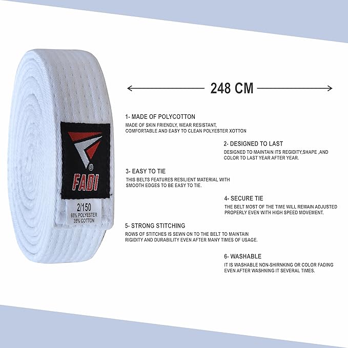 Martial Arts Belt for Karate, Judo, Aikido and Taekwondo - Durable Cotton-Polyester Blend for Adults and Kids-StrideForce Fitness