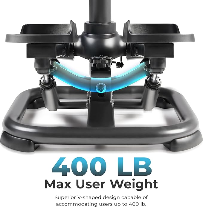 Sunny Health & Fitness 2-in-1 Premium Power Stepper with Resistance Bands, Low-Impact Cardio, Space-Saving, Height-Adjustable, with Enhanced Bluetooth Connectivity with Free SunnyFit App-StrideForce Fitness