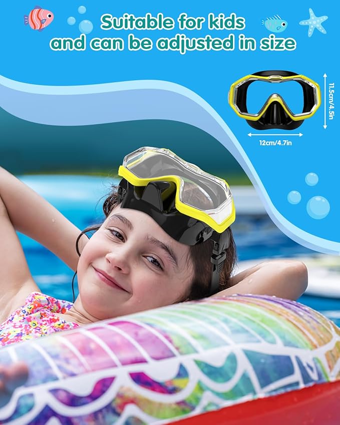 W WSTOO Kids Swim Goggles with Nose Cover,Snorkel Diving Swimming Mask for Youth 5-15,HD 3-Window Wide Vision Anti-Shattered Lens Anti-Fog&Leak-StrideForce Fitness