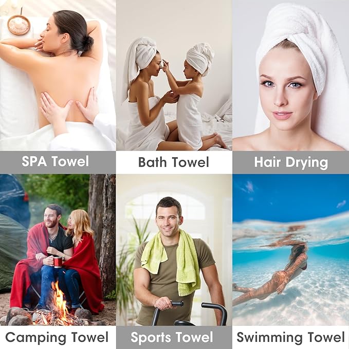 JML Bath Towels, Microfiber Bath Towel Set 6 Pack 30" x 60", Soft Absorbent Microfiber Bathroom Towels for Body, Adult, Aquamarine-StrideForce Fitness