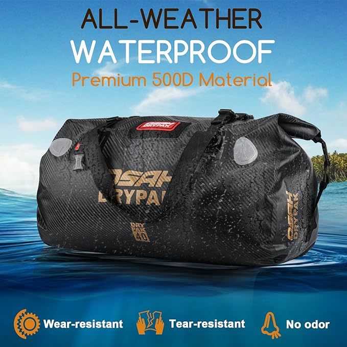 Waterproof Duffel Bag - Motorcycle Dry Bag Tail Bag with Large Storage Space, Waterproof Luggage Duffle Bags with Outer Mesh Zipper Pocket for Camping, Kayaking, Fishing & Traveling-StrideForce Fitness