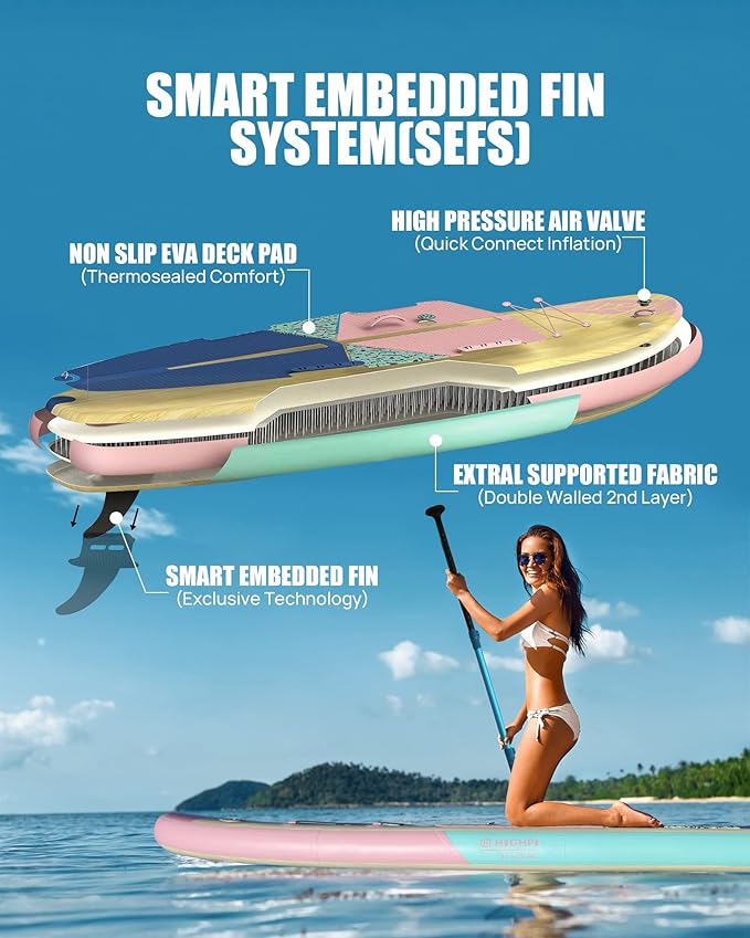 Highpi Inflatable Stand Up Paddle Board for Youth and Adults – Wide Sup with Premium Accessories, Blow Up Paddleboard for Surfing, Fishing, Yoga & More-StrideForce Fitness