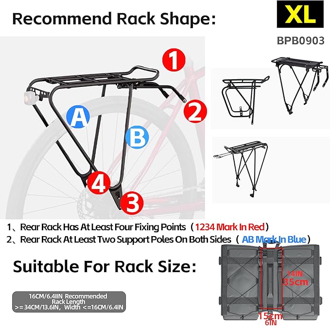Rhinowalk Bike Pannier Bag for Bicycle Rear Rack Bag 22/40/50L Cycling Saddle Bag Luggage Storage Bag for Long Distance with Rain Cover-StrideForce Fitness