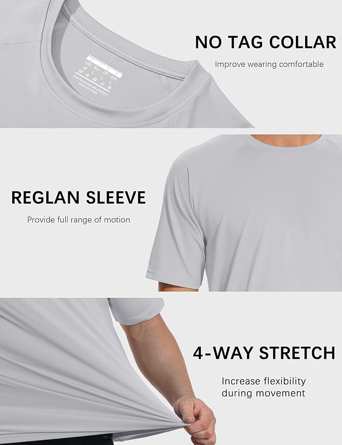 MAGCOMSEN Men's Short Sleeve UPF 50+ Sun Protection Shirts Quick Dry Athletic T-Shirt Hiking Running Swimming Rash Guard-StrideForce Fitness