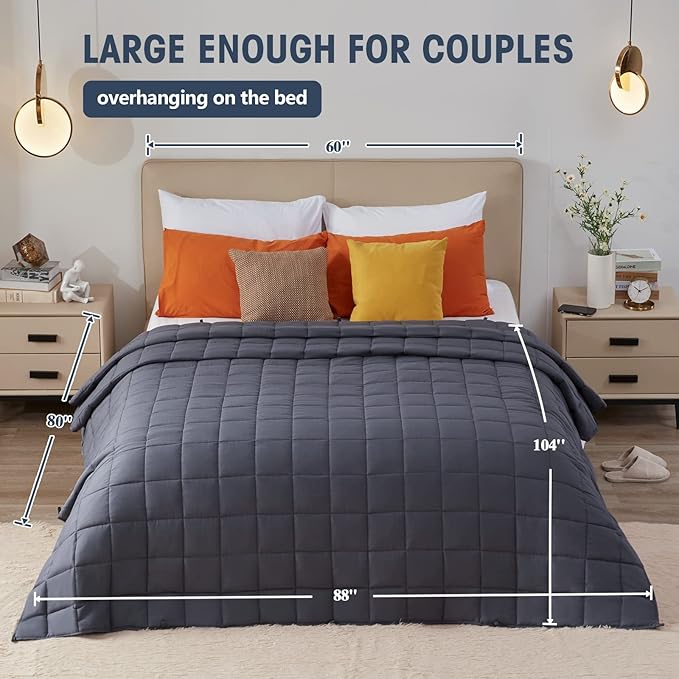 yescool Weighted Blanket for Adults (30 lbs, 88” x 104”, Grey) Cooling Heavy Blanket for Sleeping Perfect for 290-310 lbs, King Size Breathable Blanket with Premium Glass Bead-StrideForce Fitness