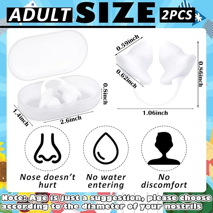 Soulchen 2 Pcs Swimming Nose Plugs Silicone Waterproof Painless Swim Nose Clip with Storage Box for Adults Kids Men Women Beginners-StrideForce Fitness