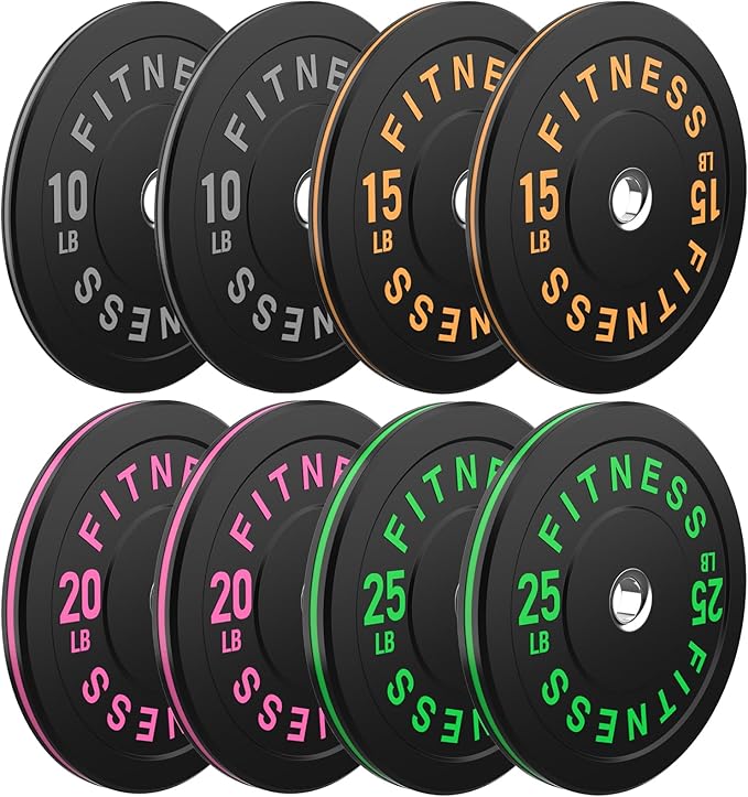 2 Inch Bumper Plates，10-500lbs，Barbell Rubber Olympic Weight Plates Set for Home Gym, Strength Training & Weight Lifting, Multiple Options Colors-StrideForce Fitness