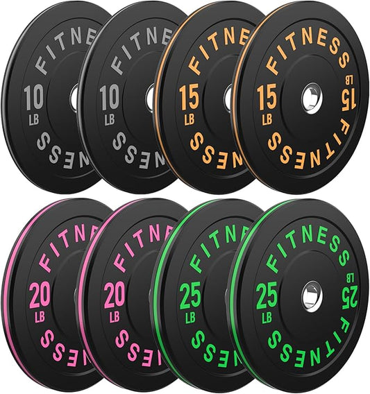 2 Inch Bumper Plates，10-500lbs，Barbell Rubber Olympic Weight Plates Set for Home Gym, Strength Training & Weight Lifting, Multiple Options Colors-StrideForce Fitness